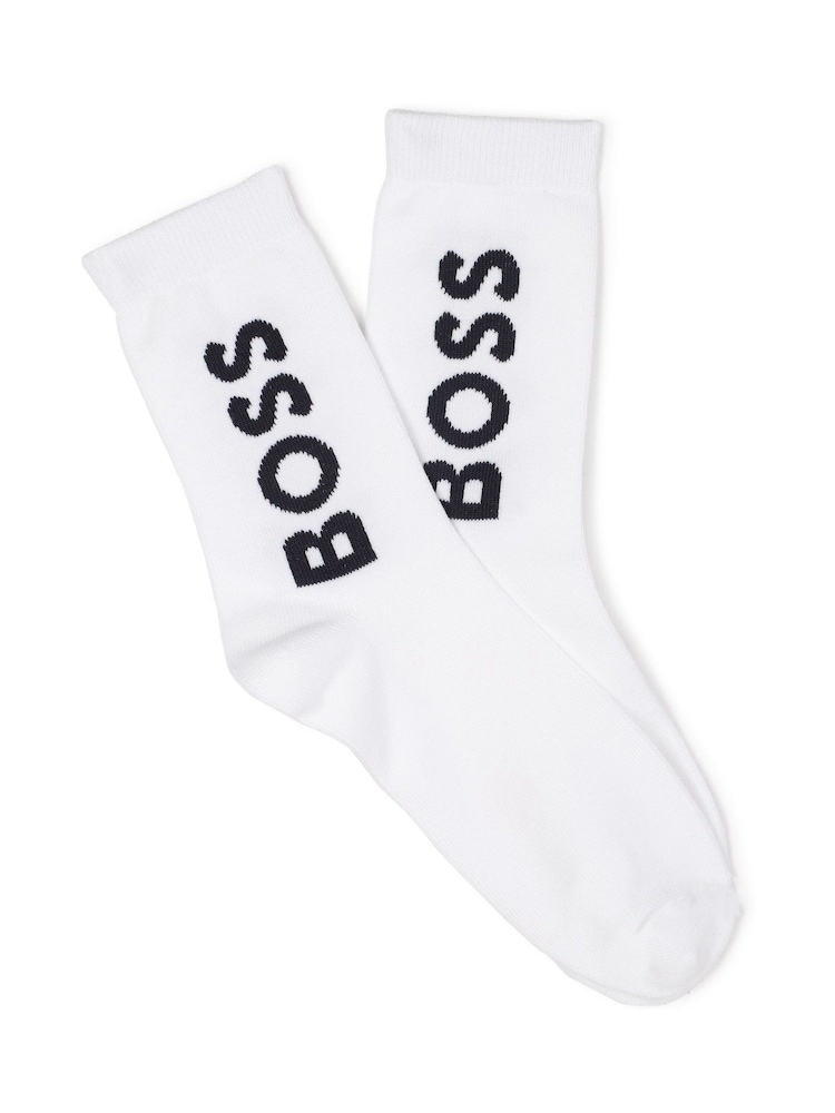 BOSS White Set of 3 Logo Socks - Image 2 of 4