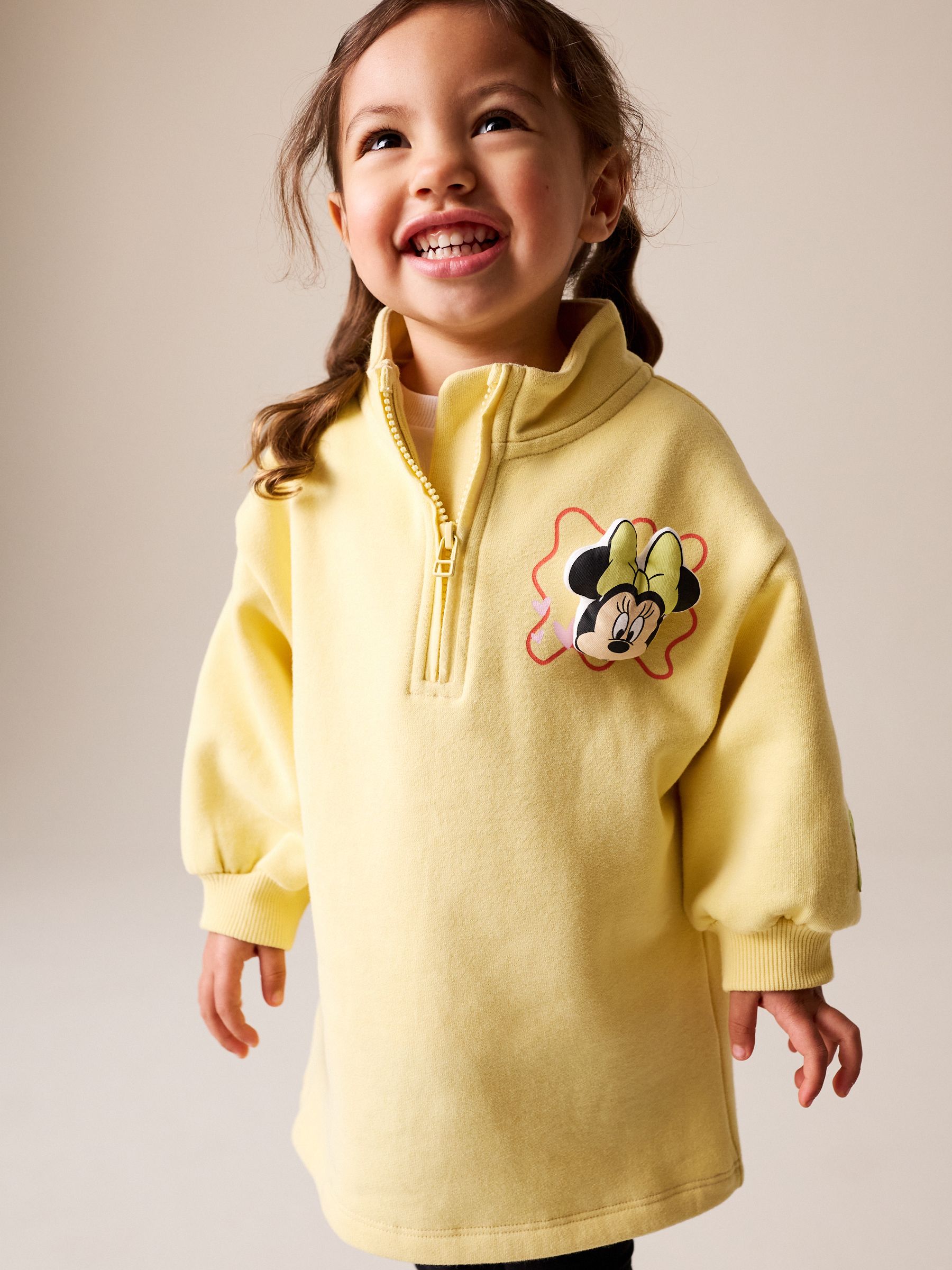 Buy Yellow Minnie Mouse Disney Quarter Zip Sweat Dress (3mths-7yrs