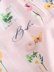 Baker by Ted Baker Floral All-In-One Swimsuit & Hat Set - Image 6 of 10