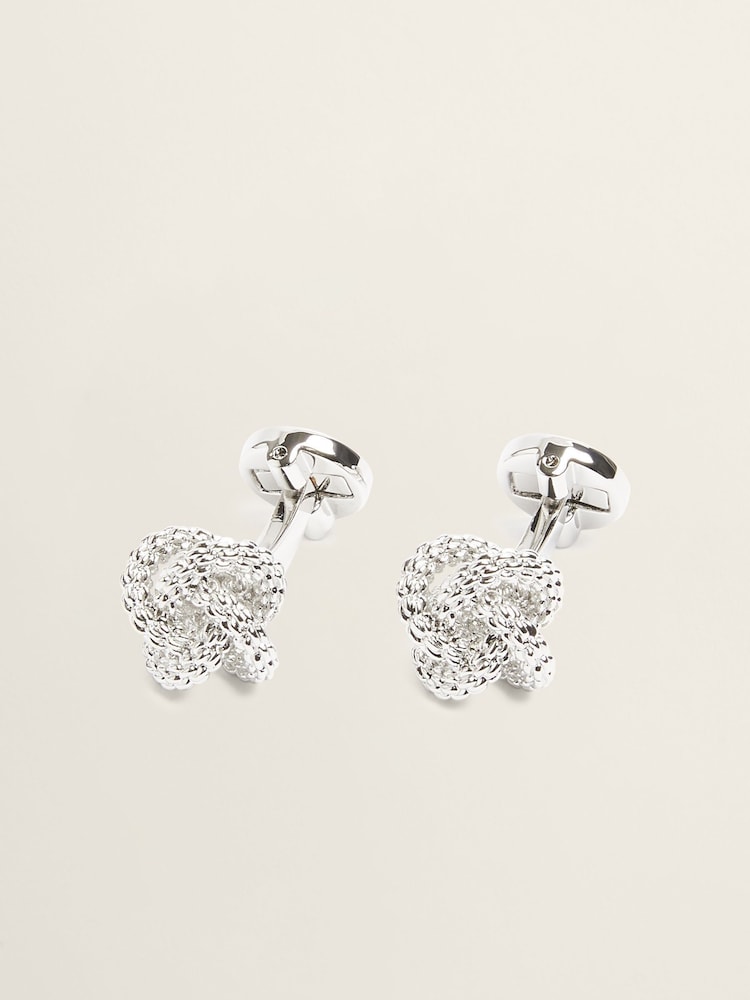 MOSS Grey Fancy Silver Tone Knot Cufflinks - Image 1 of 2