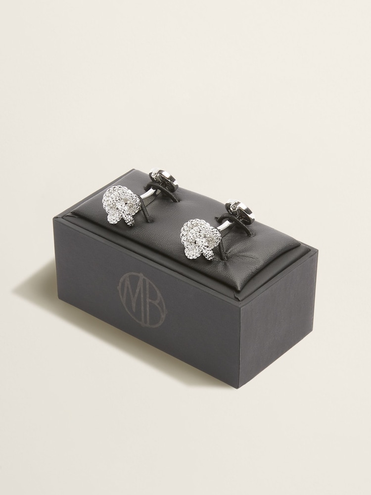 MOSS Grey Fancy Silver Tone Knot Cufflinks - Image 2 of 2