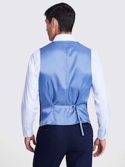 MOSS Blue Tailored Fit Ink Herringbone Waistcoat - Image 2 of 3