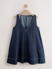 Rinse Blue Denim V-Neck Mini Dress - Image 1 of 3