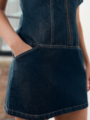 Dunkelblau - Denim Zip Through Mini Polo Dress - Bild 4 von 9