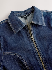 Dunkelblau - Denim Zip Through Mini Polo Dress - Bild 8 von 9