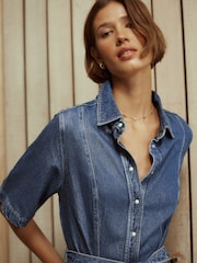 Mid Blue Denim N.Premium Short Sleeve Shirt Maxi Dress - Image 4 of 7