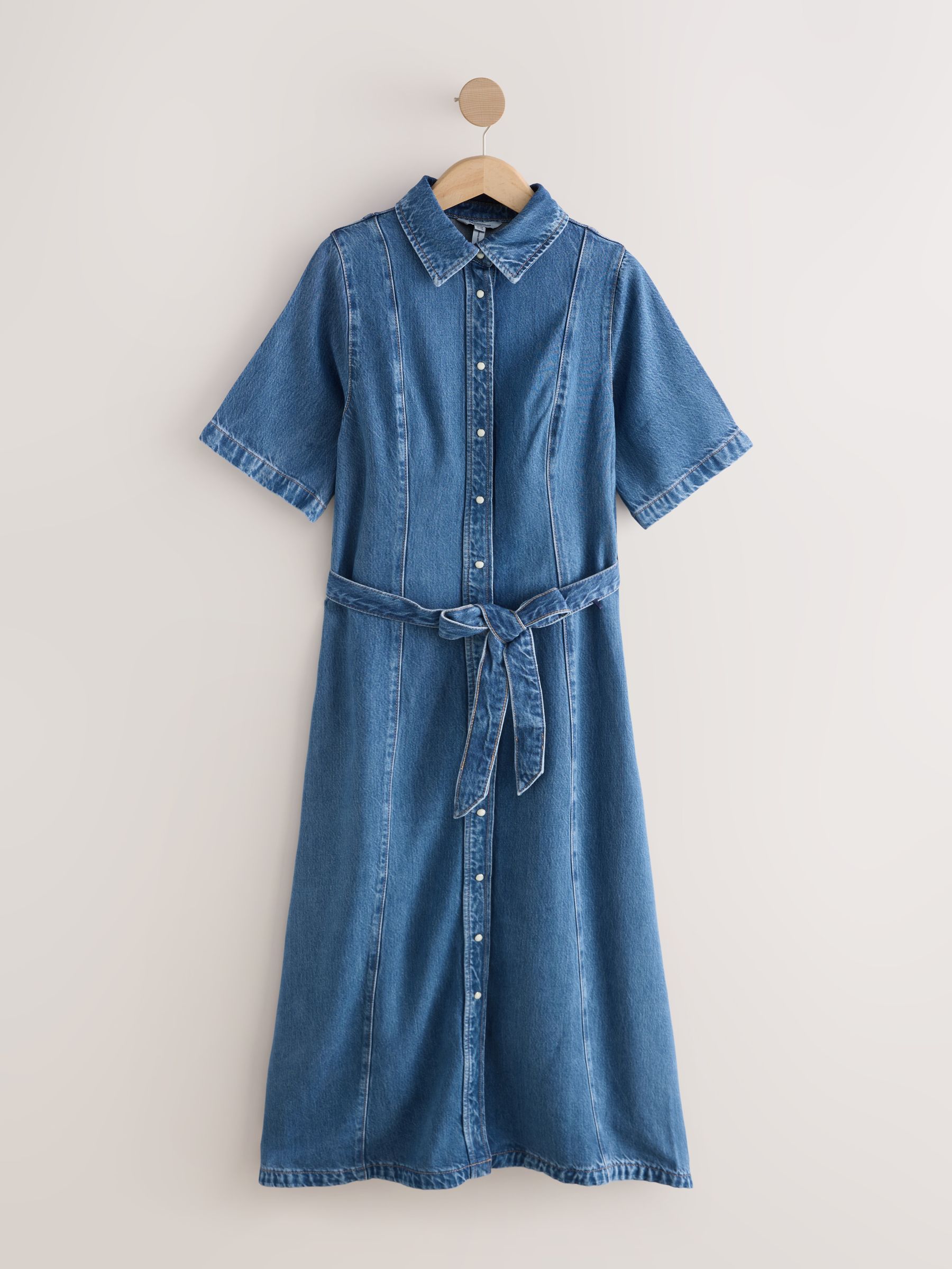 Buy Mid Blue N. Premium Short Sleeve Shirt Maxi Dress from Next USA