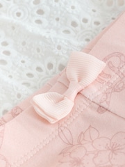 Baker by Ted Baker 2 Piece Broderie Back Peplum Pink T-Shirt & Leggings Set - Image 5 of 7