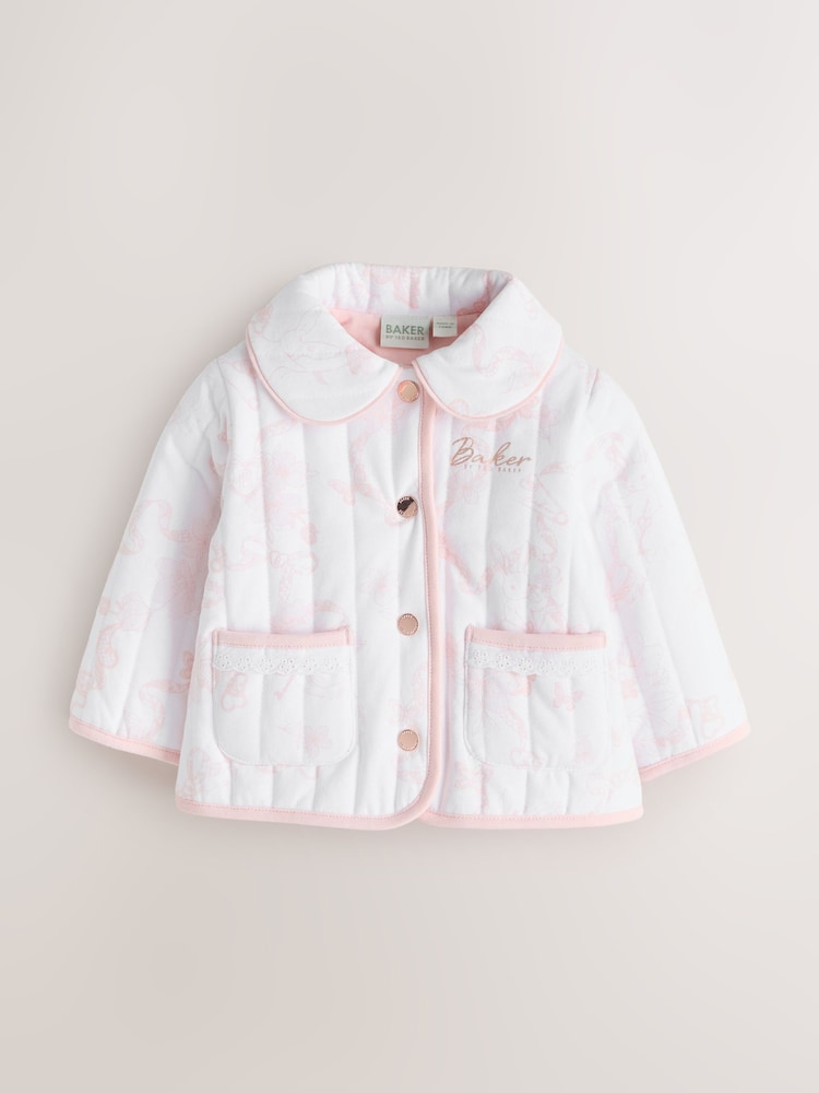 Baker by Ted Baker White Bunny Print Quilted Jacket - Image 1 of 5