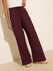 Friends Like These Red Burgandy Wide Leg Side Stripe Jersey Trousers - Image 1 of 4