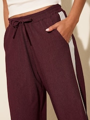 Friends Like These Red Burgandy Wide Leg Side Stripe Jersey Trousers - Image 2 of 4