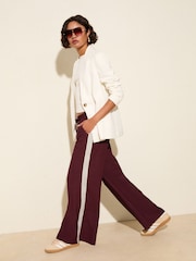 Friends Like These Red Burgandy Wide Leg Side Stripe Jersey Trousers - Image 3 of 4