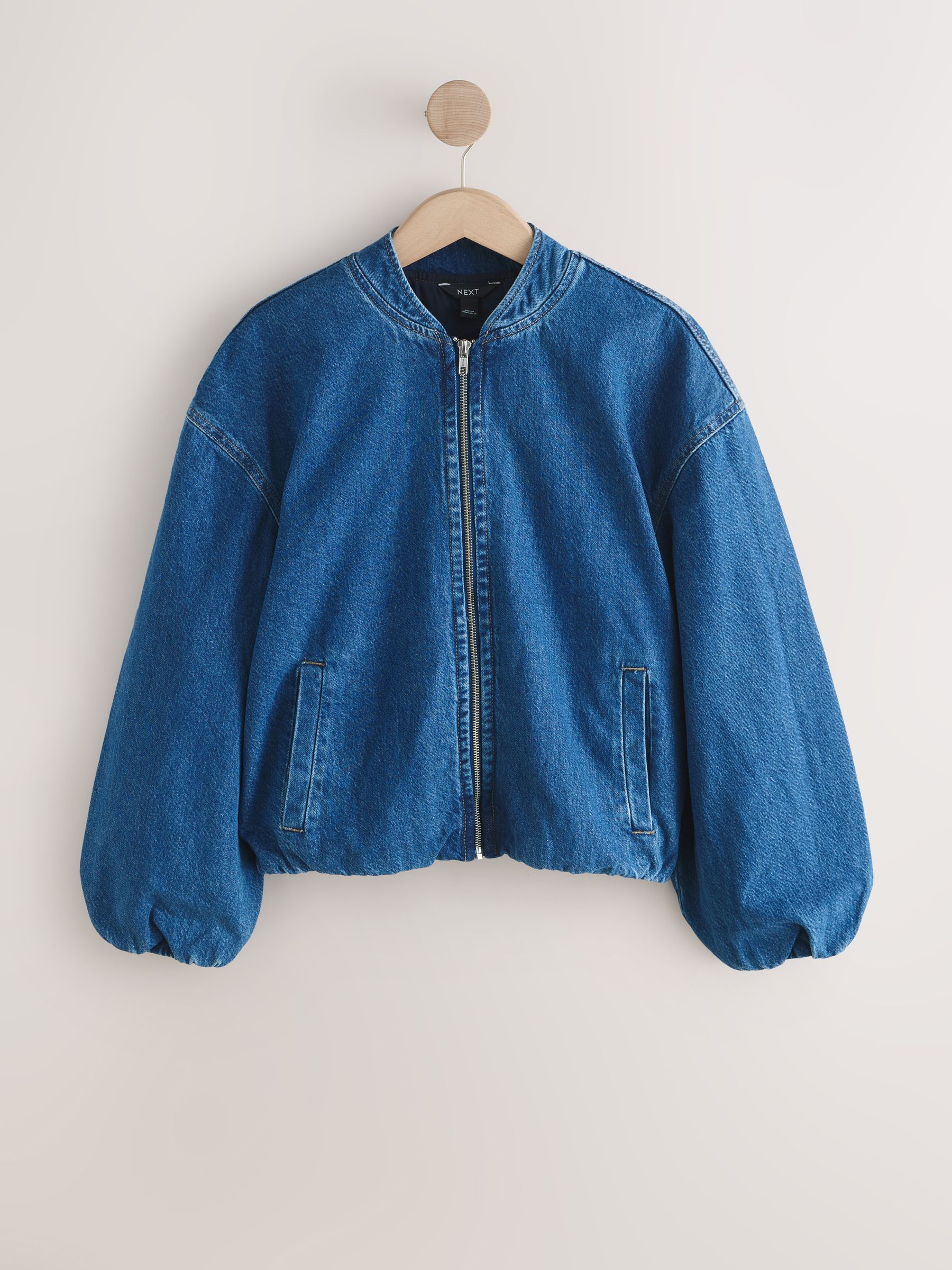 Buy Dark Blue Denim Zip Through Bomber Jacket from Next Japan