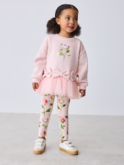 Baker by Ted Baker 2 Piece Bow Mesh Hem Sweat Top & Leggings Set - Image 1 of 14