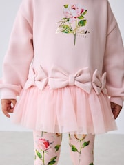 Baker by Ted Baker 2 Piece Bow Mesh Hem Sweat Top & Leggings Set - Image 3 of 14