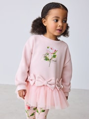 Baker by Ted Baker 2 Piece Bow Mesh Hem Sweat Top & Leggings Set - Image 4 of 14