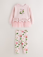 Baker by Ted Baker 2 Piece Bow Mesh Hem Sweat Top & Leggings Set - Image 8 of 14