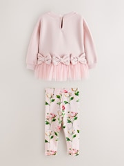 Baker by Ted Baker 2 Piece Bow Mesh Hem Sweat Top & Leggings Set - Image 9 of 14