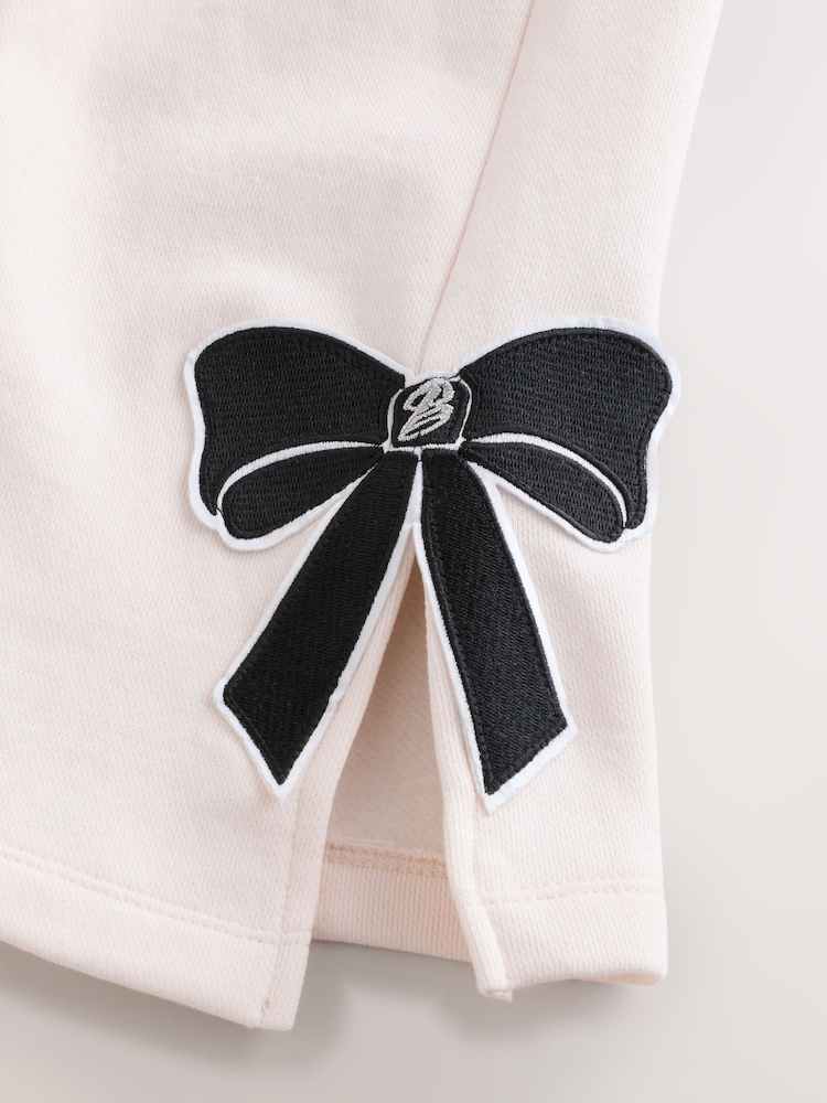 Baker by Ted Baker Cream 2 Piece Bow Applique Sweat & Wide Leg Joggers Set - Image 11 of 11