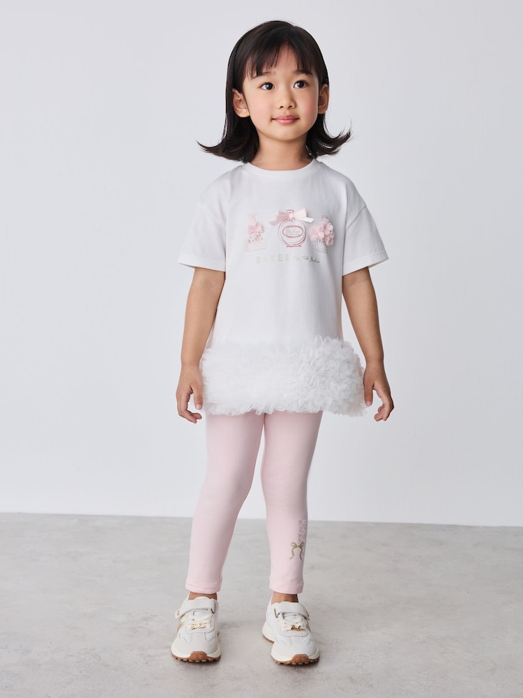 Baker by Ted Baker 2 Piece Ruffle Mesh Hem T-Shirt & Leggings Set - 圖片 1/5 Baker by Ted Baker 2 Piece Ruffle Mesh Hem T-Shirt & Leggings Set - 圖片 1/5