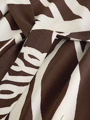 Chocolate Brown Print V-Neck 3/4 Length Sleeve Maxi Kaftan Dress - Image 9 of 10