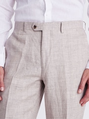 MOSS Natural Regular Fit Linen Trousers - Image 3 of 3