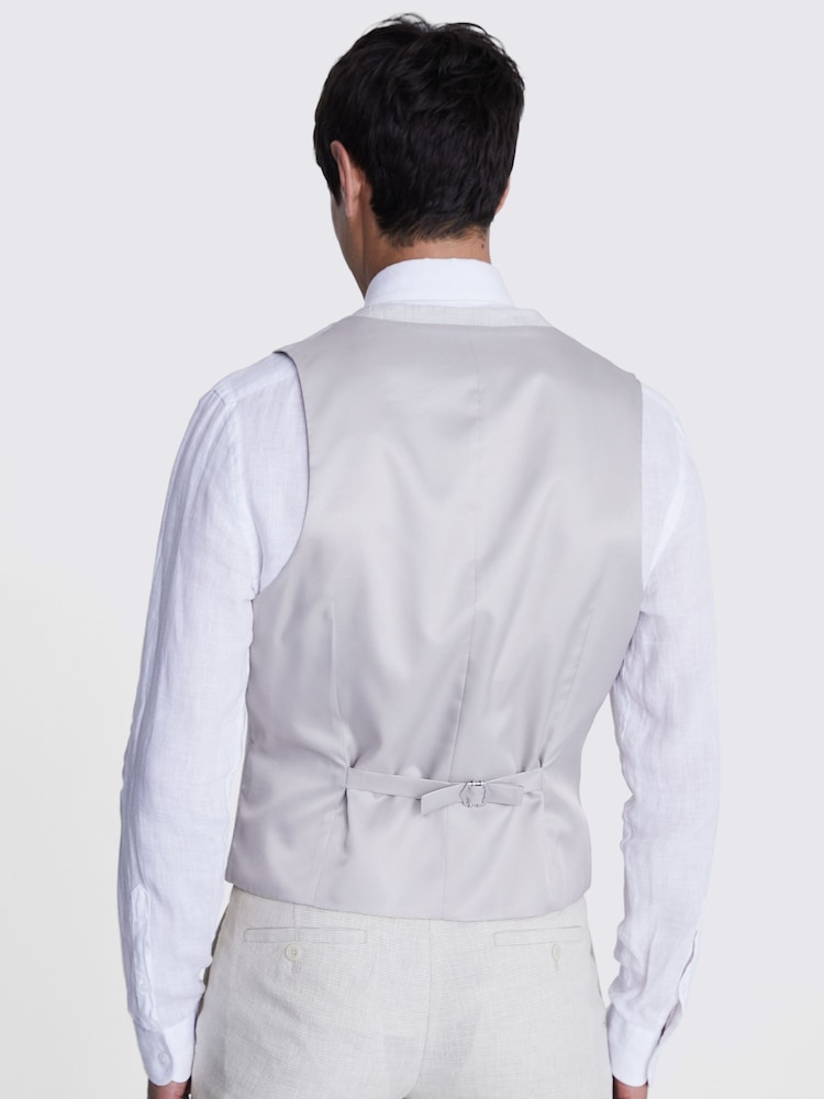 MOSS Natural Slim Fit Puppytooth Linen Waistcoat - Image 2 of 3 MOSS Natural Slim Fit Puppytooth Linen Waistcoat - Image 2 of 3