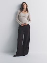 The Set 2 Pack Pull On Wide Leg Lightweight Jeans Mid Blue/Chocolate Brown - Image 1 of 7