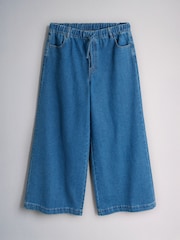 The Set 2 Pack Pull On Wide Leg Lightweight Jeans Mid Blue/Chocolate Brown - Image 6 of 7