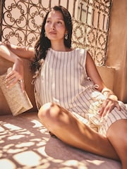 Roze/zwart - Chenille Pinstripe Tie Side Top - Afbeelding 1 van 9