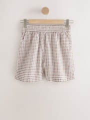 Navy/Chocolate Gingham Stretch Linen Blend Shorts 2 Pack - Image 5 of 8