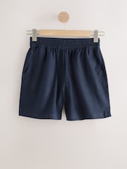 Navy/Chocolate Gingham Stretch Linen Blend Shorts 2 Pack - Image 6 of 8