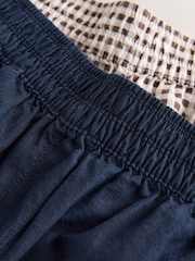 Navy/Chocolate Gingham Stretch Linen Blend Shorts 2 Pack - Image 7 of 8