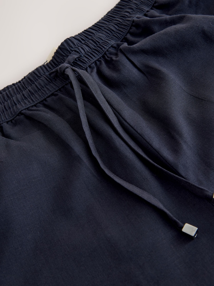 Azul marino - Pull On Tapered Trousers With Linen - Imagen 2 de 3