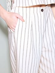 Pink/Black Chenille Pinstripe Wide Leg Trousers - Image 4 of 4