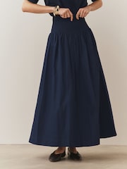 Azul marino - Falda larga con fruncido - Imagen 4 de 9