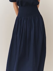 Azul marino - Falda larga con fruncido - Imagen 6 de 9