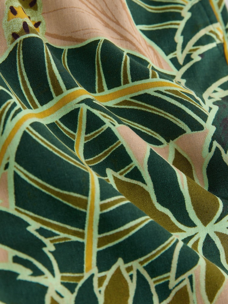 Estampado de palmeras verde/amarillo - Pull On Tapered Trousers With Linen - Imagen 3 de 3