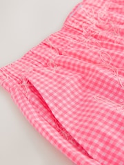 Neon Pink/White Gingham Shorts With Embroidery - Image 2 of 3