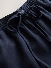 Navy Blue Linen Blend Balloon Leg Trousers - Image 7 of 8