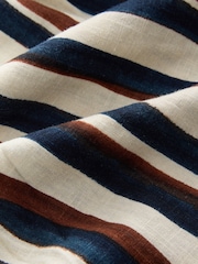 Navy/Ecru/Brown Stripe Dropwaist Linen Blend Maxi Skirt - Image 7 of 8