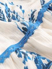 Blue/White Scenic Cotton Tiered Maxi Skirt - Image 6 of 7