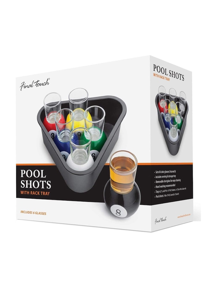 Jeray Set of 6 Various Pool Shot Glasses with Pool Tray - Image 4 of 4