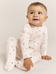 Reiss Red Print Joy 2 Pack Bird-Print Jersey Sleepsuits - Image 2 of 4