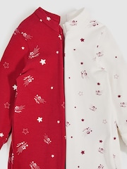 Reiss Red Print Joy 2 Pack Bird-Print Jersey Sleepsuits - Image 4 of 4