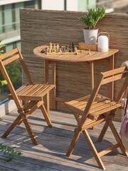 La Redoute Intérieurs Acacia Alata Table and 2 Chair Acacia Balcony Set - Image 1 of 6