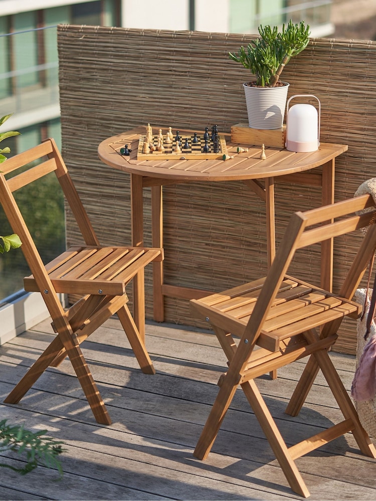 La Redoute Intérieurs Acacia Alata Table and 2 Chair Acacia Balcony Set - Image 1 of 6