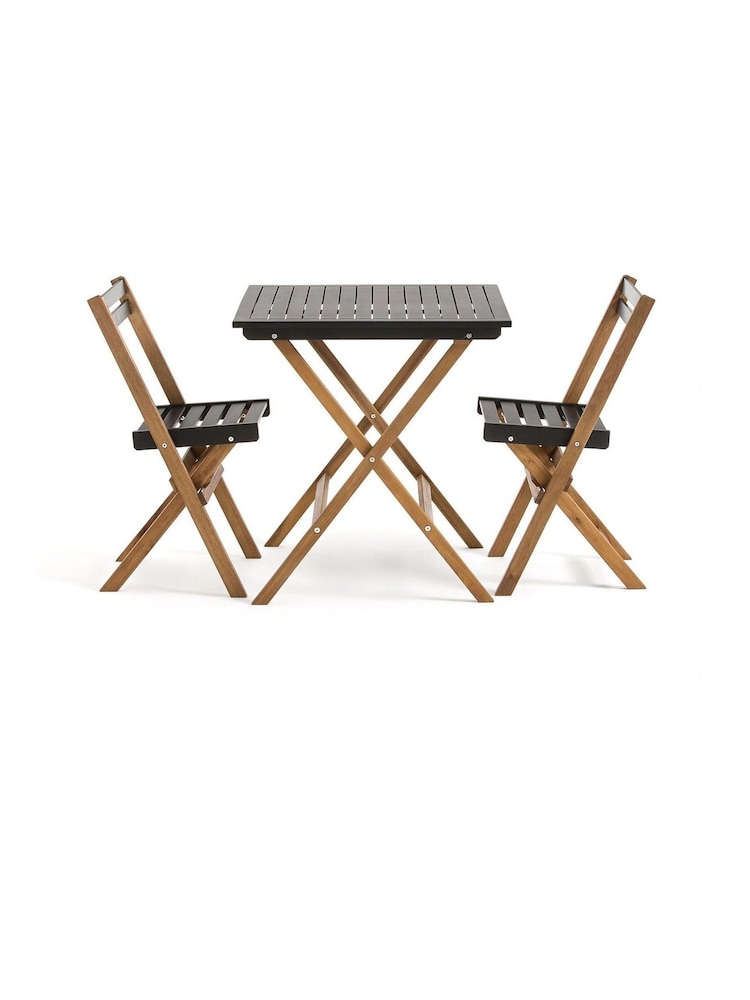 La Redoute Intérieurs 3 Piece Black Dudena Acacia Garden Furniture Set - Image 2 of 4