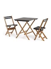 La Redoute Intérieurs 3 Piece Black Dudena Acacia Garden Furniture Set - Image 3 of 4
