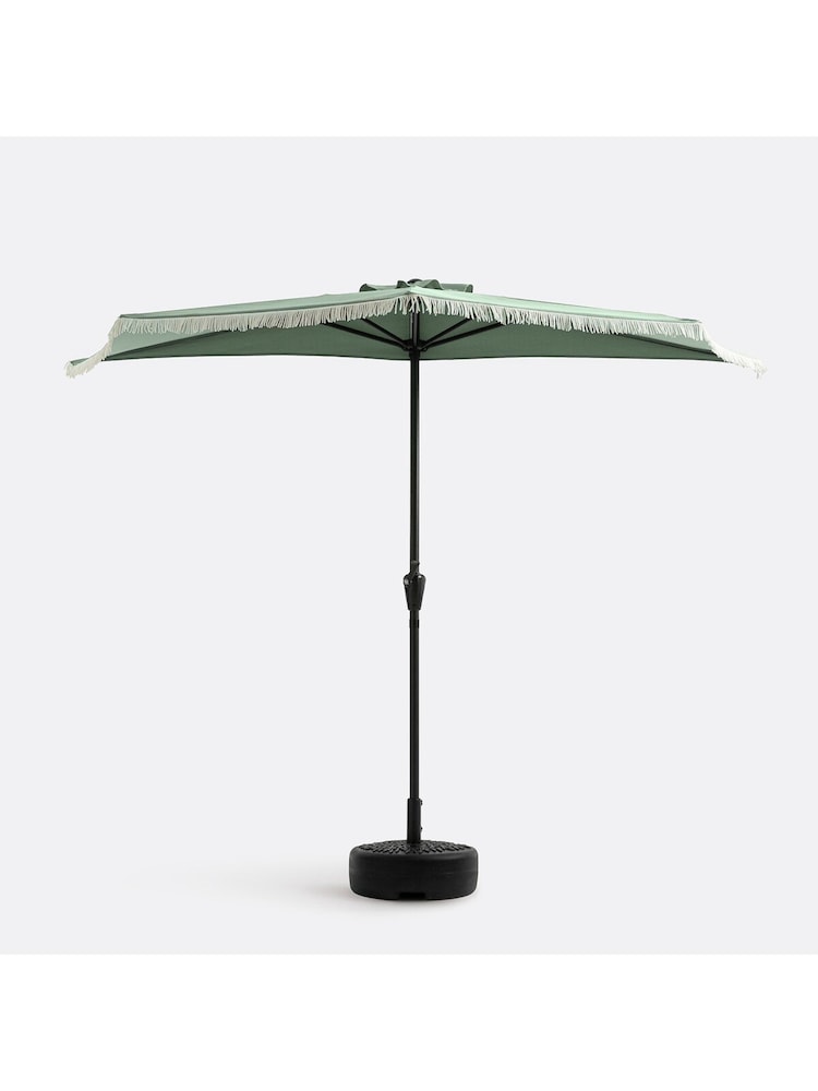 La Redoute Intérieurs Green Sage Medio Fringed Balcony Half Parasol - Image 2 of 5 La Redoute Intérieurs Green Sage Medio Fringed Balcony Half Parasol - Image 2 of 5